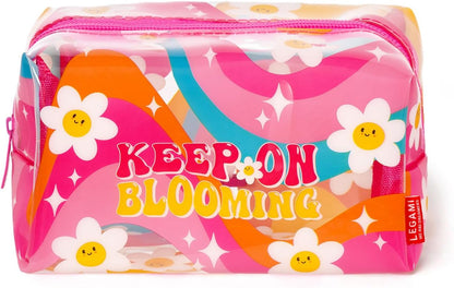 Legami - Make-up Queen, Metal and TPU, Daisy Theme, Large Capacity, Zip Closure, Make Up Bag, 18 x 14 cm, Pink, Makeup Bag