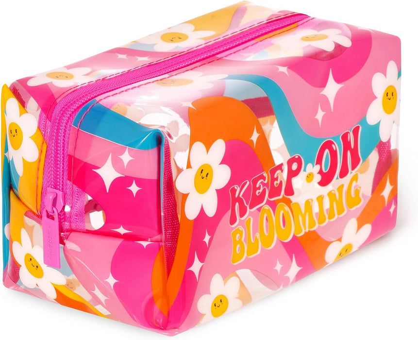 Legami - Make-up Queen, Metal and TPU, Daisy Theme, Large Capacity, Zip Closure, Make Up Bag, 18 x 14 cm, Pink, Makeup Bag