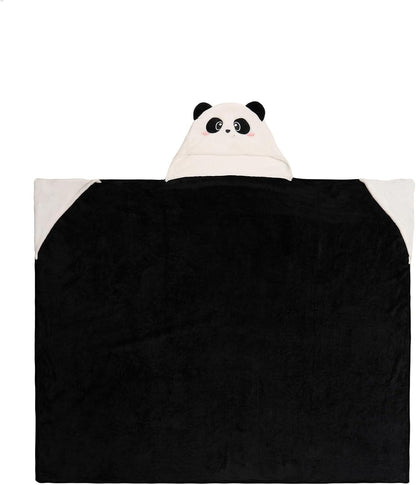 LEGAMI - Cosy Hugs Panda Hooded Blanket with Hand Warmer Pockets and Hood, Polyester Blanket, Button Closure, 150 x 125 cm