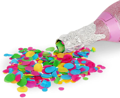Legami - Maxi Bottle Party Popper, Bottle Sparacoriandoli, Pink Colour, Product with Subpressure Content, Multicoloured Paper Confetti