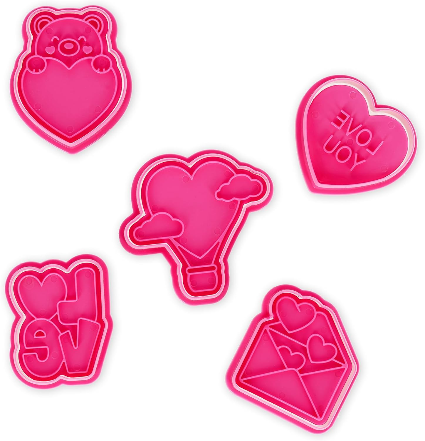 Legami 5 Cookie Cutters With Stamps - Cookie Time! - Love