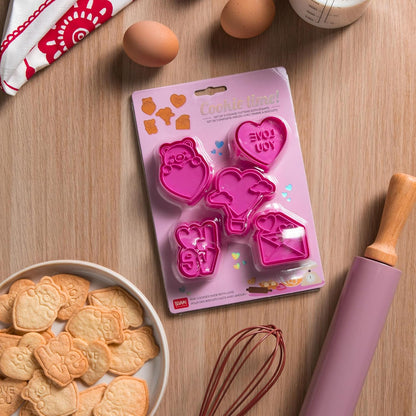 Legami 5 Cookie Cutters With Stamps - Cookie Time! - Love