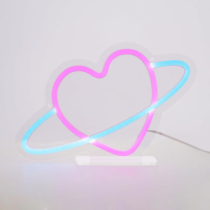 Legami Neon Effect LED Light Up Sign Home Decoration Saturn 27 x 17.5 x 8 cm