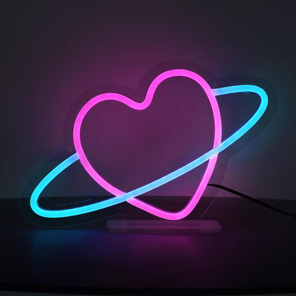 Legami Neon Effect LED Light Up Sign Home Decoration Saturn 27 x 17.5 x 8 cm