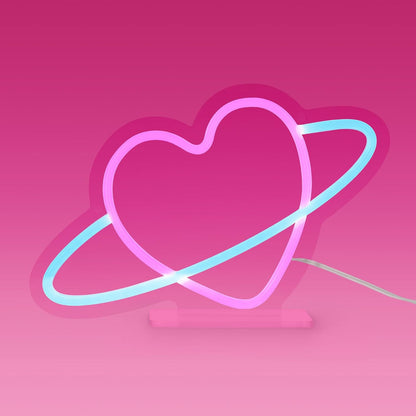 Legami Neon Effect LED Light Up Sign Home Decoration Saturn 27 x 17.5 x 8 cm