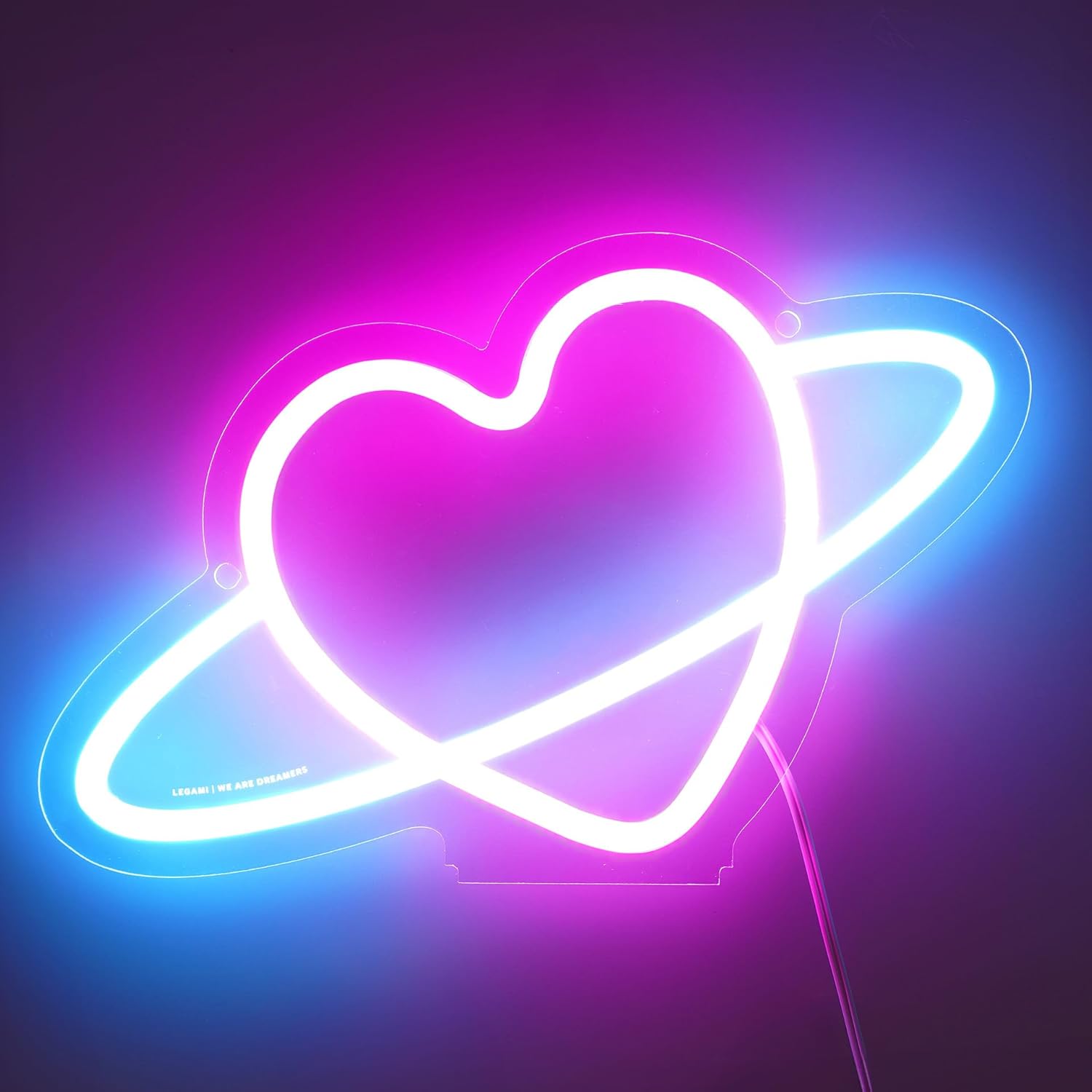 Legami Neon Effect LED Light Up Sign Home Decoration Saturn 27 x 17.5 x 8 cm