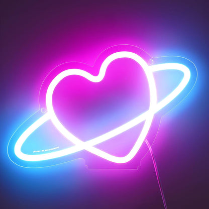 Legami Neon Effect LED Light Up Sign Home Decoration Saturn 27 x 17.5 x 8 cm