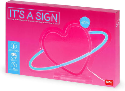 Legami Neon Effect LED Light Up Sign Home Decoration Saturn 27 x 17.5 x 8 cm