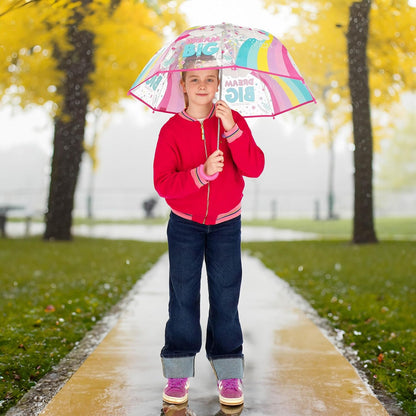 VUSE Legami - Dancin' In The Rain Kinderregenschirm, winddichte Struktur, manuelle Öffnung, Stoffverschluss mit Platz für Namen, Hakengriff, 73x65 cm
