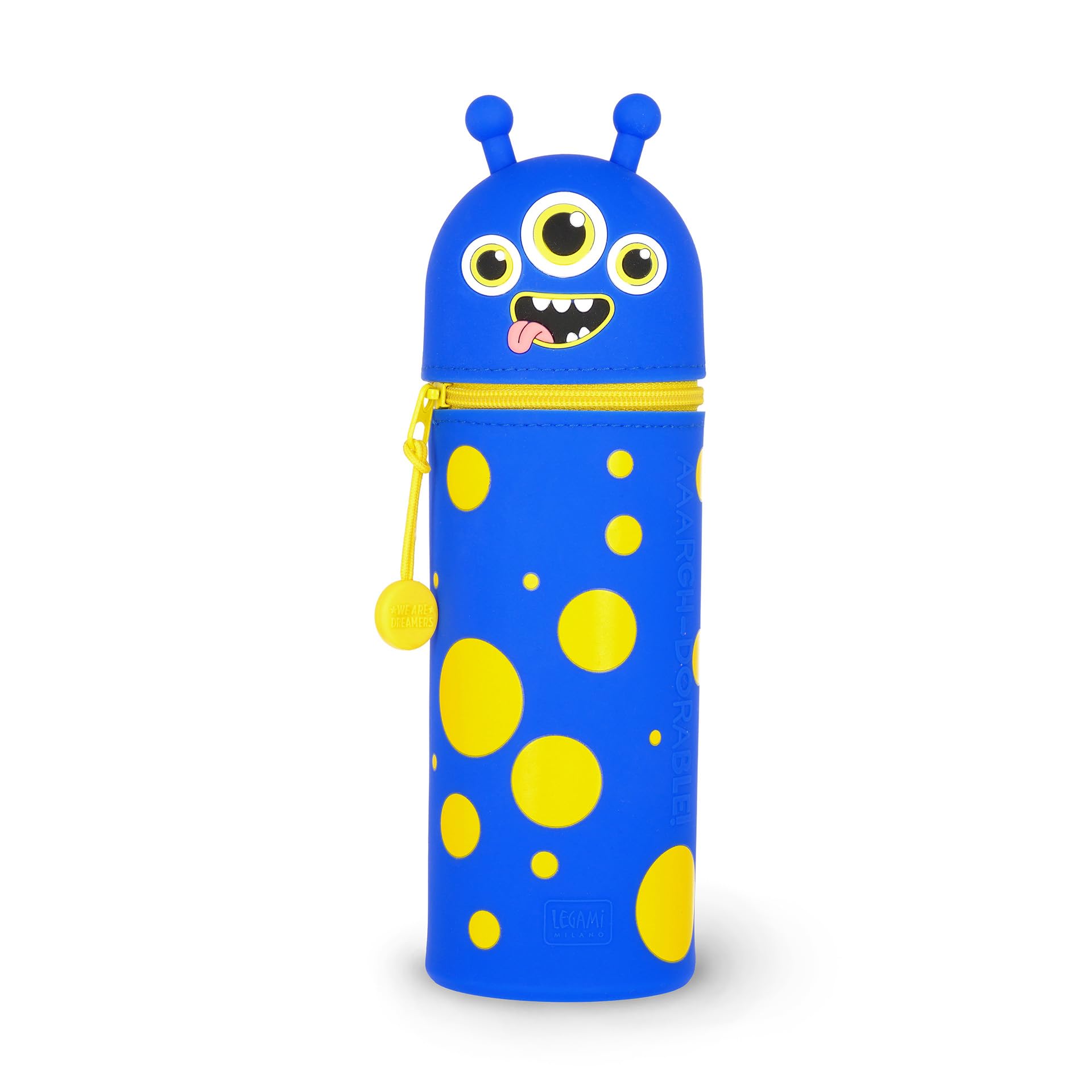 Legami – Kawaii School Pencil Case 2 in 1 Soft Silicone, Table Pen Holder, Zipper Closure, Pastel Pens Marker, H 18.5 cm