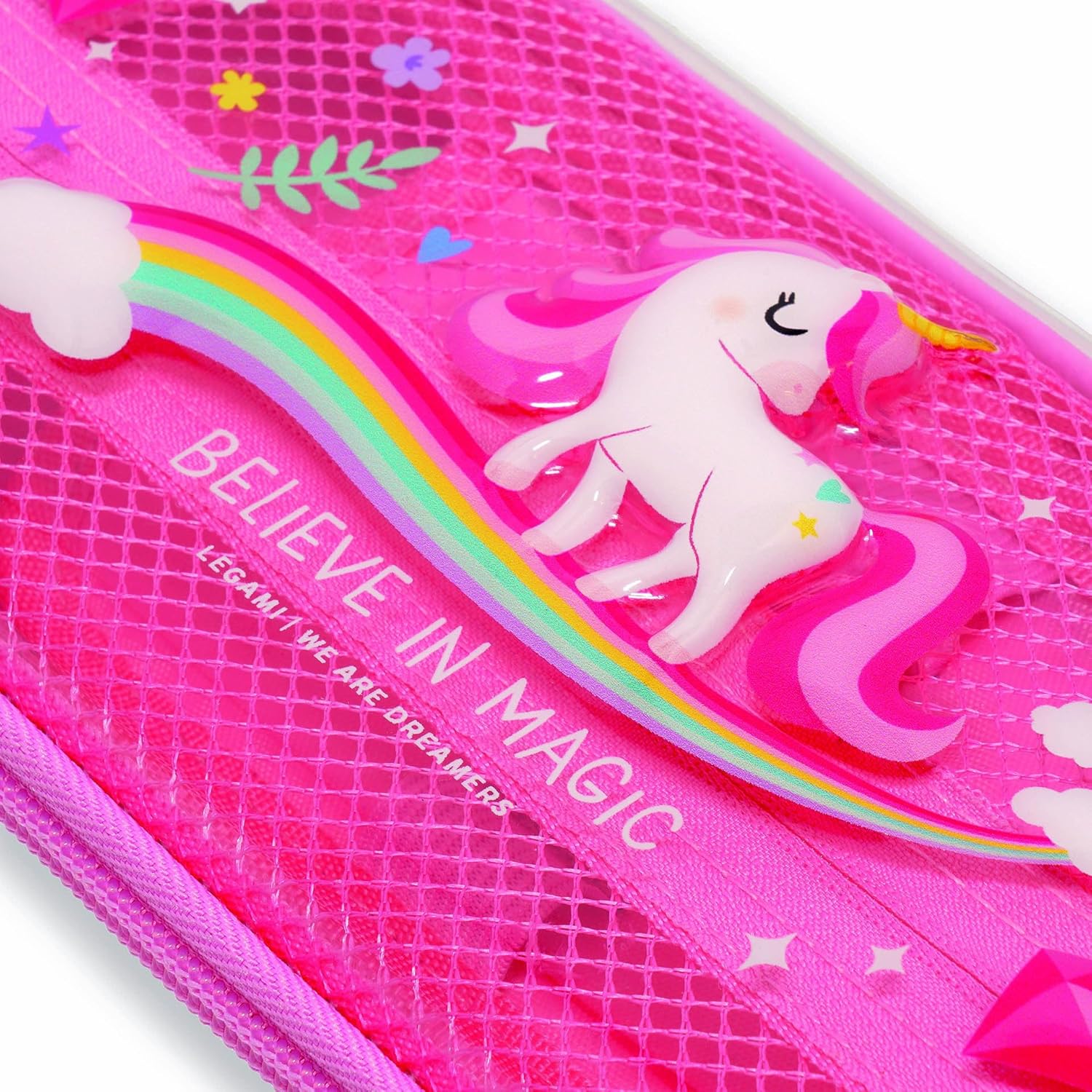 Legami - Wonderwow Pencil Case, 2 Compartments and Pen Holder Inside, Mesh Compartment, Zipper Closure, 23 x 11 x 5 cm