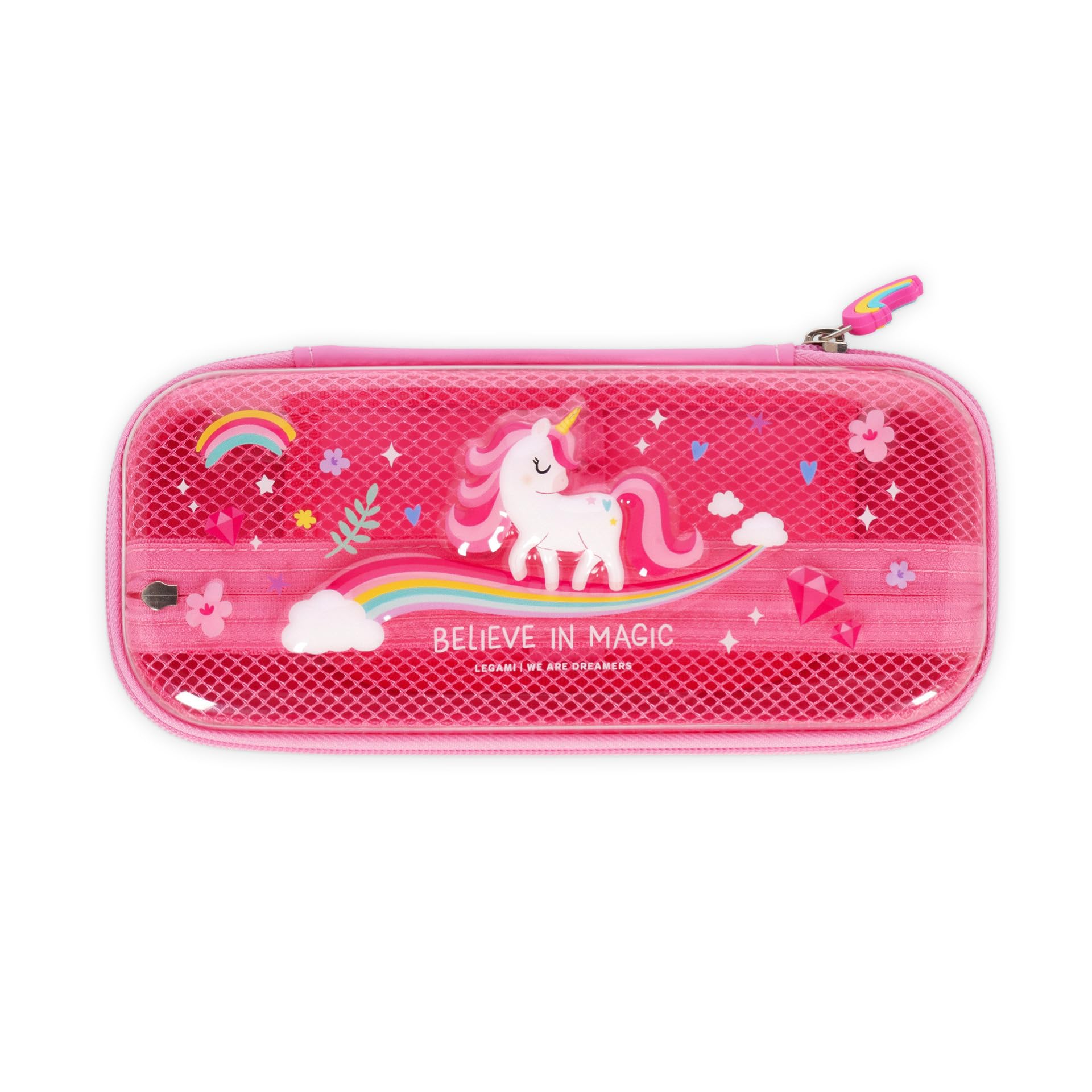 Legami - Wonderwow Pencil Case, 2 Compartments and Pen Holder Inside, Mesh Compartment, Zipper Closure, 23 x 11 x 5 cm