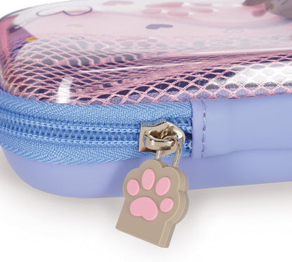 Legami - Wonderwow Pencil Case, Kitty Theme, 2 Compartments and Inner Pen Holder, Inner Compartment with Mesh Fabric, Zip Closure, 23 x 11 x 5 cm