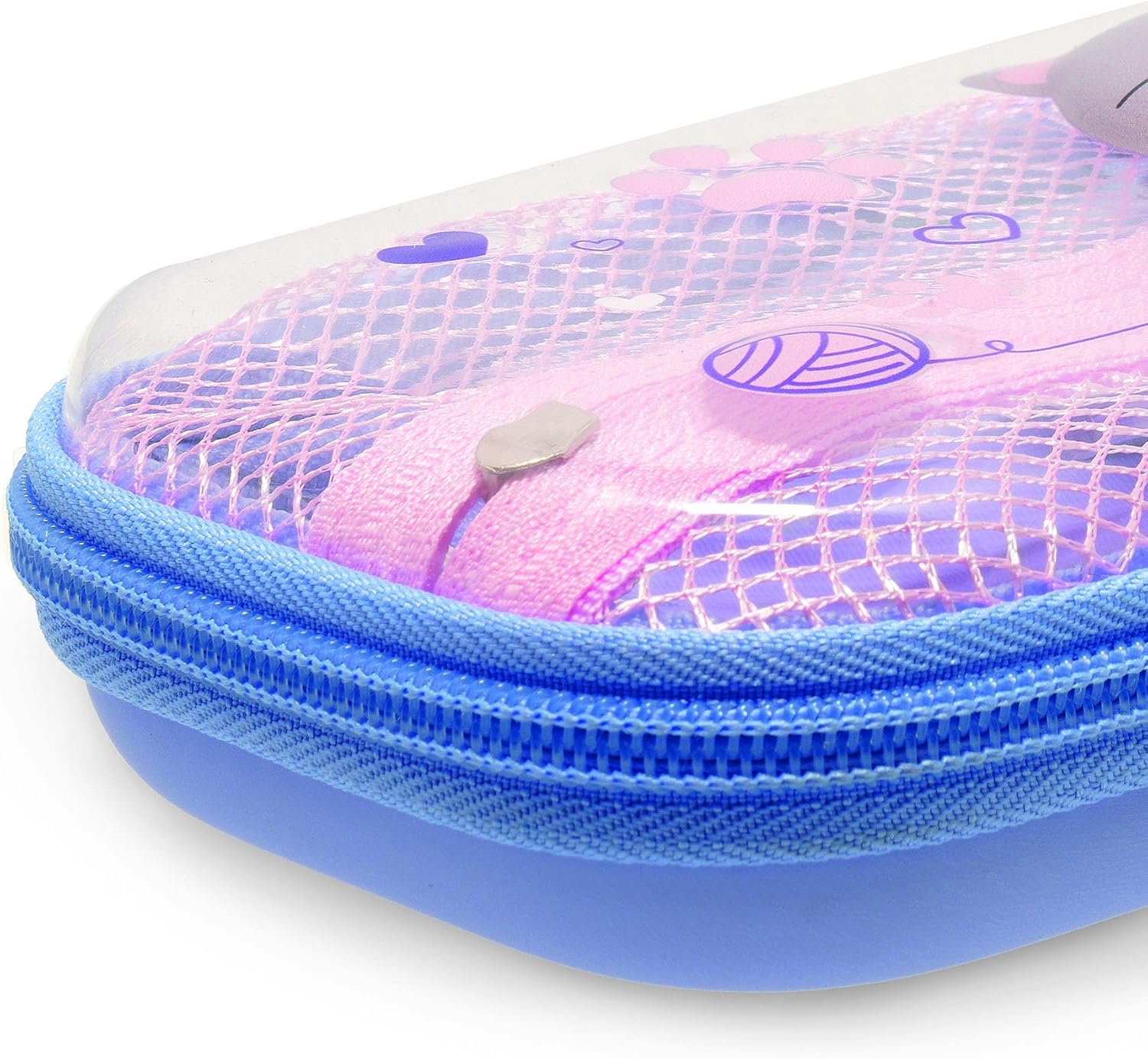 Legami - Wonderwow Pencil Case, Kitty Theme, 2 Compartments and Inner Pen Holder, Inner Compartment with Mesh Fabric, Zip Closure, 23 x 11 x 5 cm