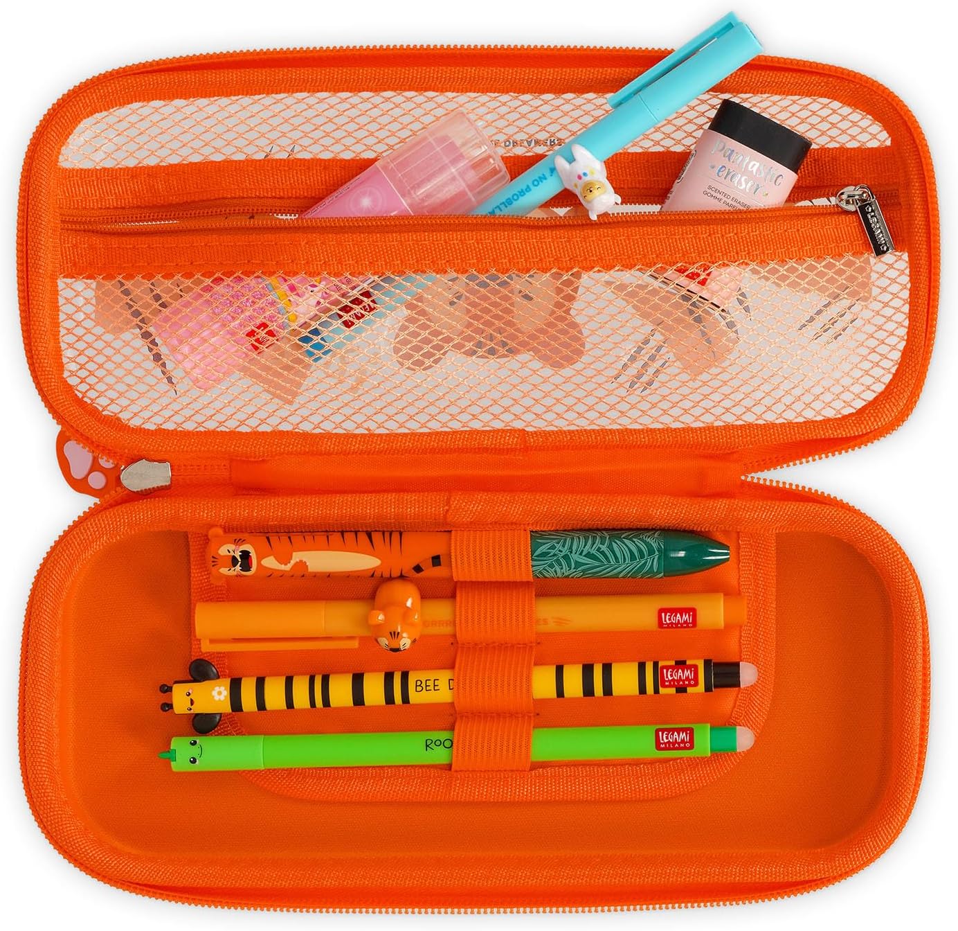 Legami - Wonderwow Pencil Case, 2 Compartments and Pen Holder Inside, Mesh Compartment, Zipper Closure, 23 x 11 x 5 cm
