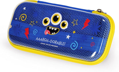 Legami - Wonderwow Monster Theme Pencil Case, 2 Compartments and Inner Pen Holder, Inner Compartment with Mesh Fabric, Zip Closure, 23 x 11 x 5 cm