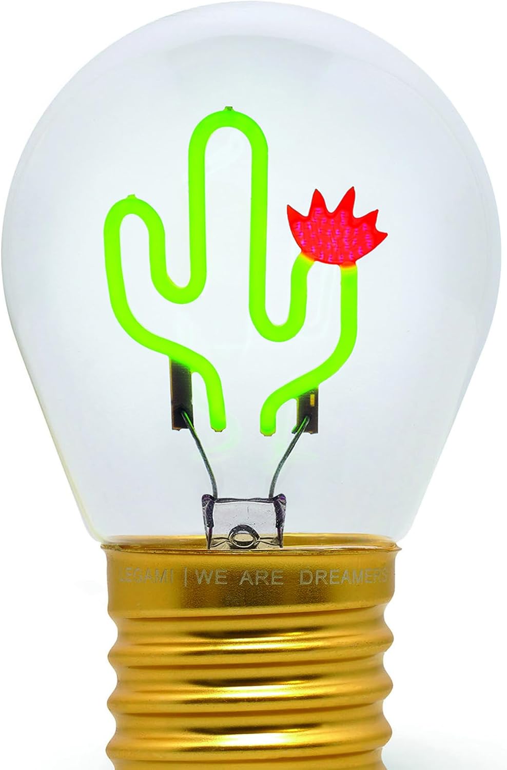 Legami - Table Lamp in The Shape of a Bulb, Rechargeable with USB Cable, Wireless, Bulb Fiction, Theme Cactus, 6.8 x 10.5 cm