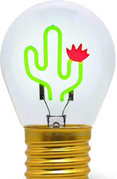 Legami - Table Lamp in The Shape of a Bulb, Rechargeable with USB Cable, Wireless, Bulb Fiction, Theme Cactus, 6.8 x 10.5 cm
