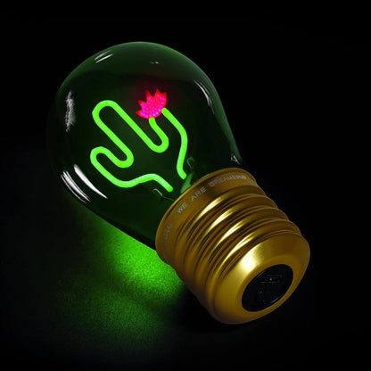 Legami - Table Lamp in The Shape of a Bulb, Rechargeable with USB Cable, Wireless, Bulb Fiction, Theme Cactus, 6.8 x 10.5 cm