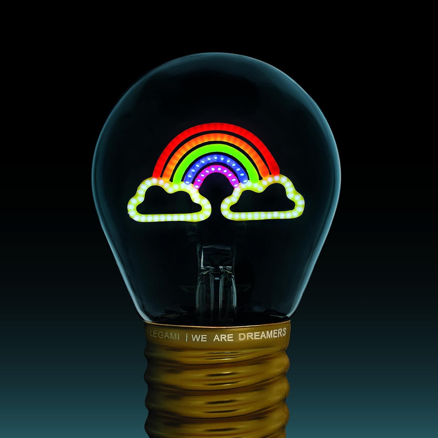 Legami - Table Lamp in The Shape of a Bulb, Rechargeable with USB Cable, Wireless, Bulb Fiction, Rainbow Theme, 6.8 x 10.5 cm