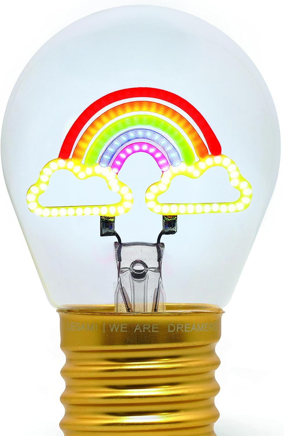 Legami - Table Lamp in The Shape of a Bulb, Rechargeable with USB Cable, Wireless, Bulb Fiction, Rainbow Theme, 6.8 x 10.5 cm