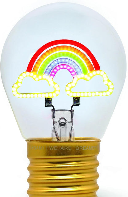 Legami - Table Lamp in The Shape of a Bulb, Rechargeable with USB Cable, Wireless, Bulb Fiction, Rainbow Theme, 6.8 x 10.5 cm