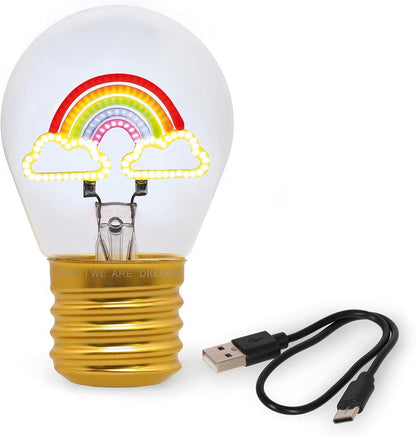 Legami - Table Lamp in The Shape of a Bulb, Rechargeable with USB Cable, Wireless, Bulb Fiction, Rainbow Theme, 6.8 x 10.5 cm