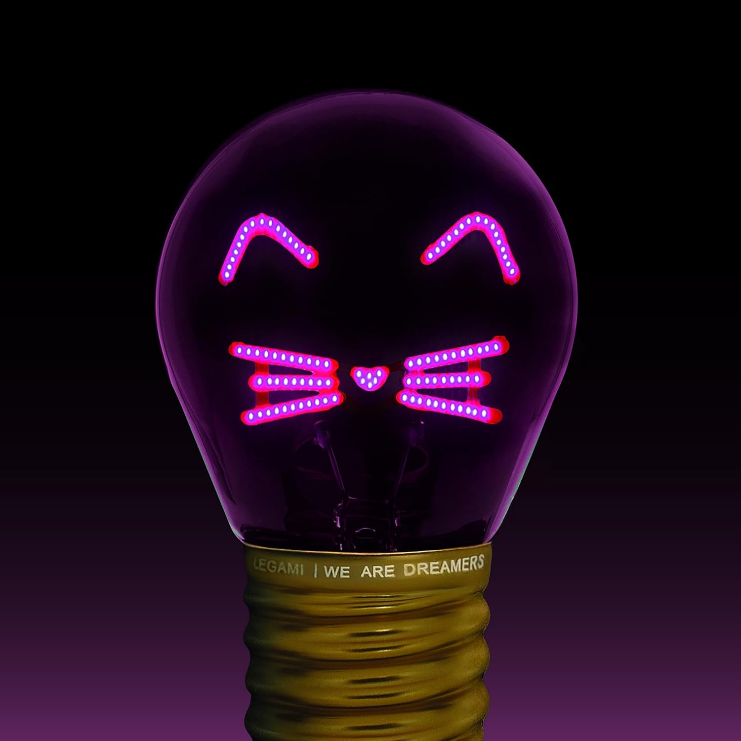 LEGAMI - Light Bulb Shaped Table Lamp, Rechargeable with USB Cable, Wireless Bulbs Fiction, Kitty Theme, 6.8 x 10.3 cm