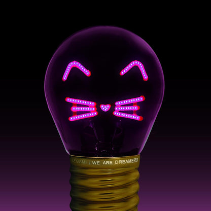 LEGAMI - Light Bulb Shaped Table Lamp, Rechargeable with USB Cable, Wireless Bulbs Fiction, Kitty Theme, 6.8 x 10.3 cm