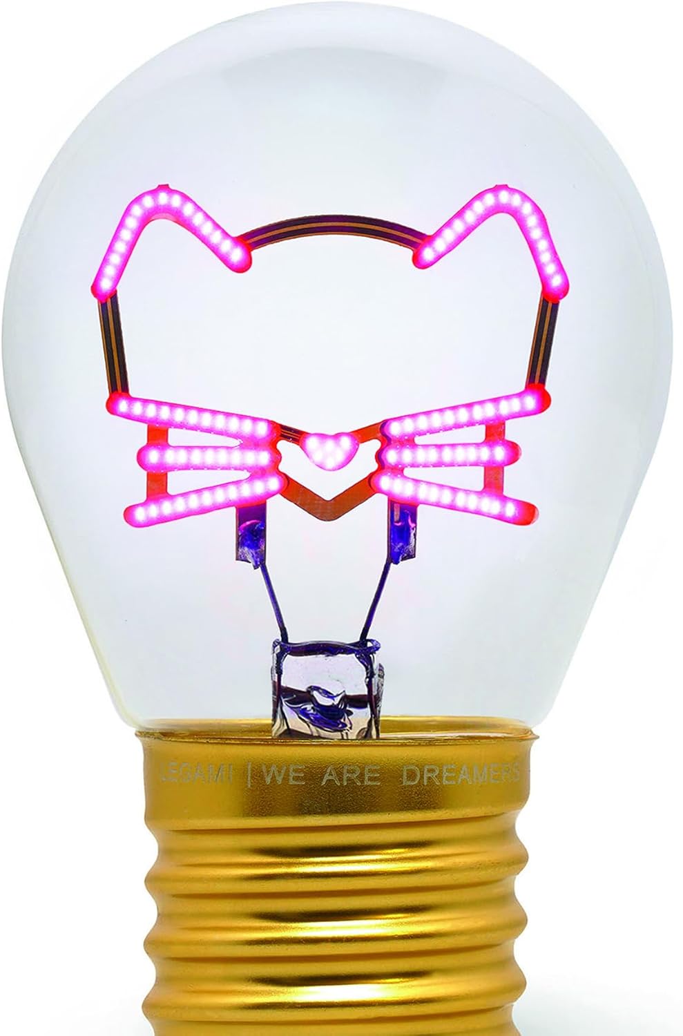 LEGAMI - Light Bulb Shaped Table Lamp, Rechargeable with USB Cable, Wireless Bulbs Fiction, Kitty Theme, 6.8 x 10.3 cm