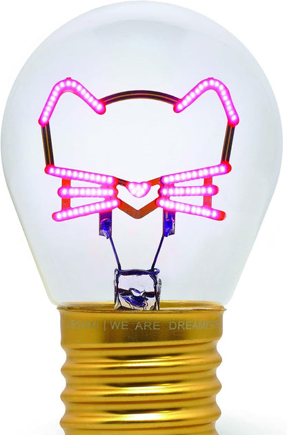 LEGAMI - Light Bulb Shaped Table Lamp, Rechargeable with USB Cable, Wireless Bulbs Fiction, Kitty Theme, 6.8 x 10.3 cm