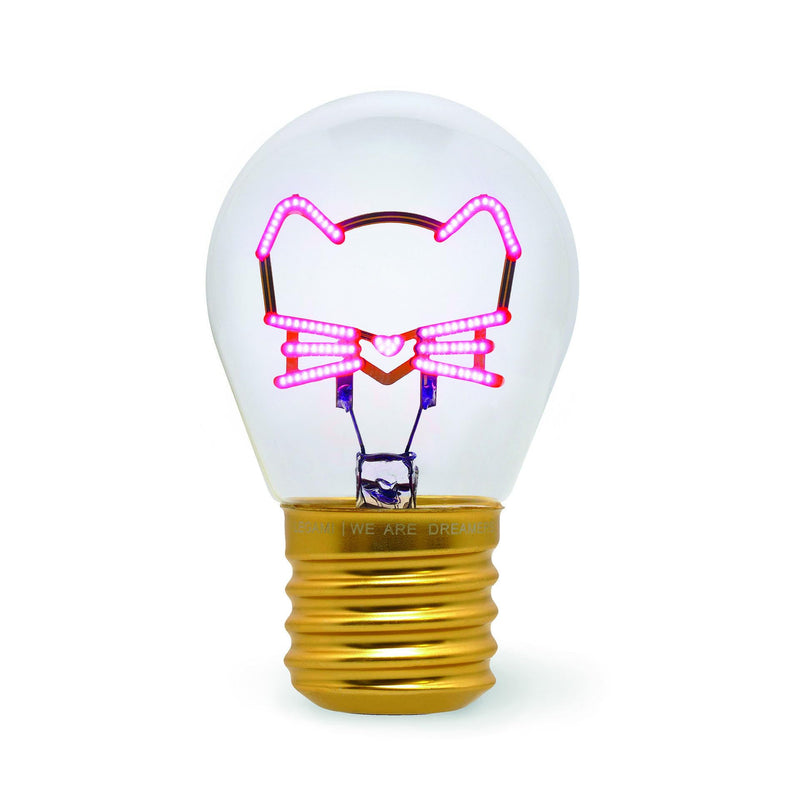LEGAMI - Light Bulb Shaped Table Lamp, Rechargeable with USB Cable, Wireless Bulbs Fiction, Kitty Theme, 6.8 x 10.3 cm