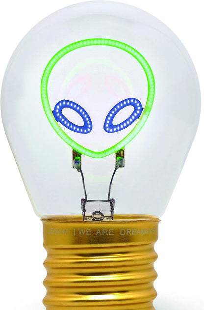 LEGAMI - Light Bulb Shaped Table Lamp, Rechargeable with USB Cable, Wireless, Bulbs Fiction, Alien Theme, 6.8 x 10.3 cm