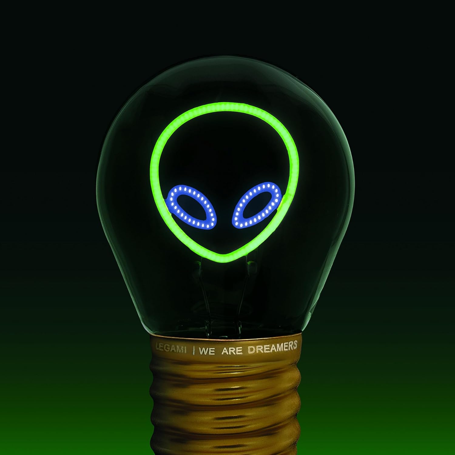 LEGAMI - Light Bulb Shaped Table Lamp, Rechargeable with USB Cable, Wireless, Bulbs Fiction, Alien Theme, 6.8 x 10.3 cm