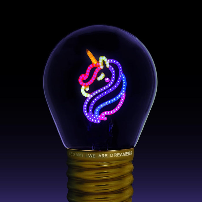 Legami - Table Lamp, Rechargeable with USB Cable, Wireless, Bulb Fiction, Unicorn Theme, 6.8 x 10.5 cm