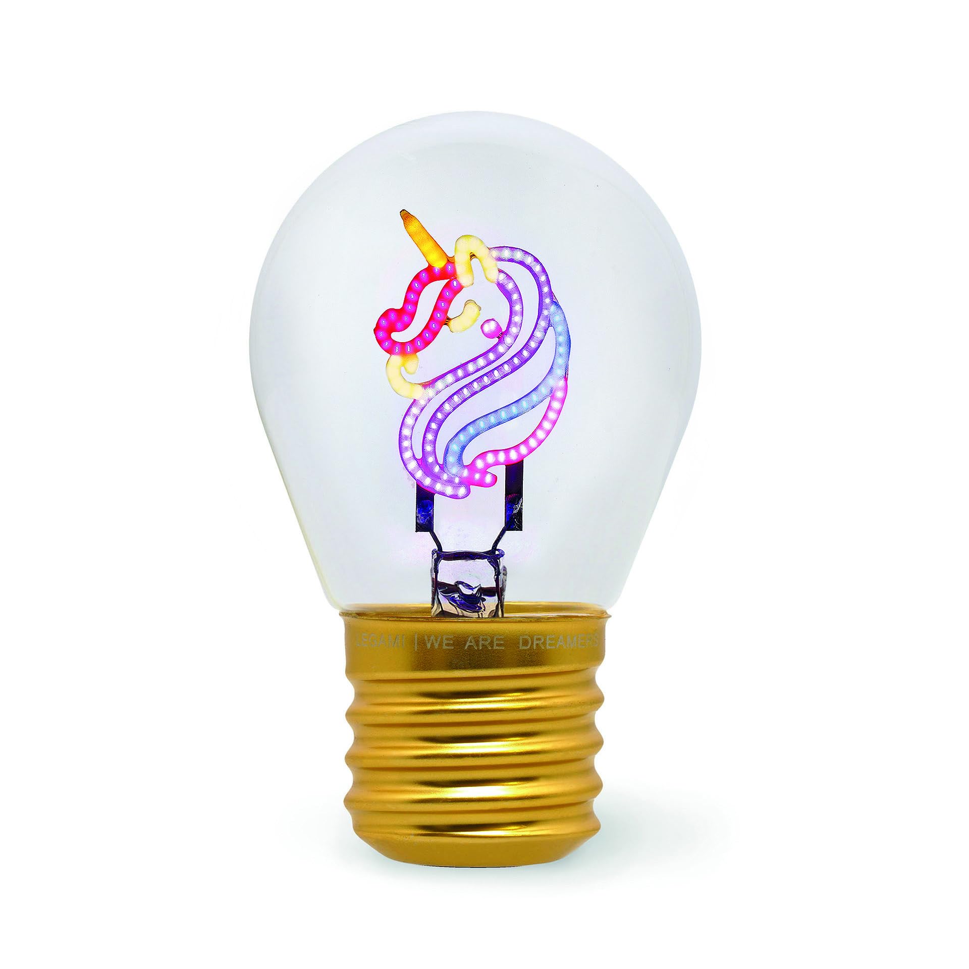 Legami - Table Lamp, Rechargeable with USB Cable, Wireless, Bulb Fiction, Unicorn Theme, 6.8 x 10.5 cm