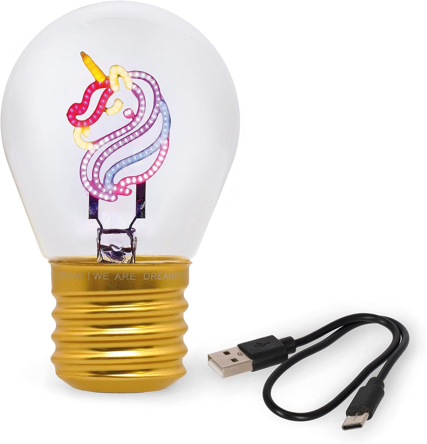 Legami - Table Lamp, Rechargeable with USB Cable, Wireless, Bulb Fiction, Unicorn Theme, 6.8 x 10.5 cm