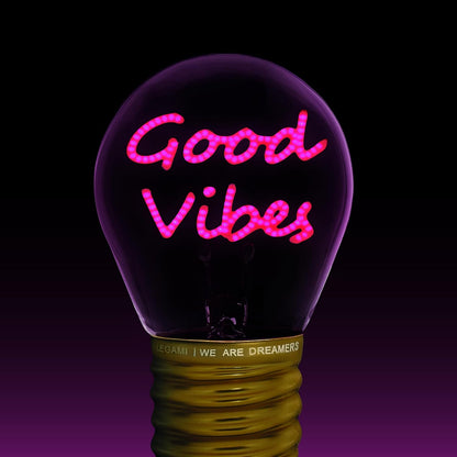 LEGAMI - Light Bulb Shaped Table Lamp, Rechargeable with USB Cable, Wireless, Bulbs Fiction, Good Vibes Theme, 6.8 x 10.3 cm