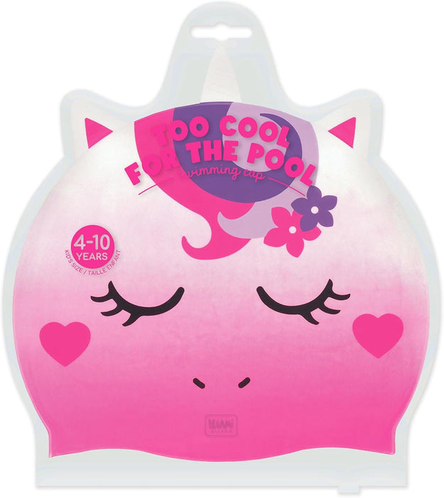 Legami - Swimming Cap for Girls 4 to 10 Years Easy to Wear Silicone Swimming Cap Very Good Grip Pink Unicorn