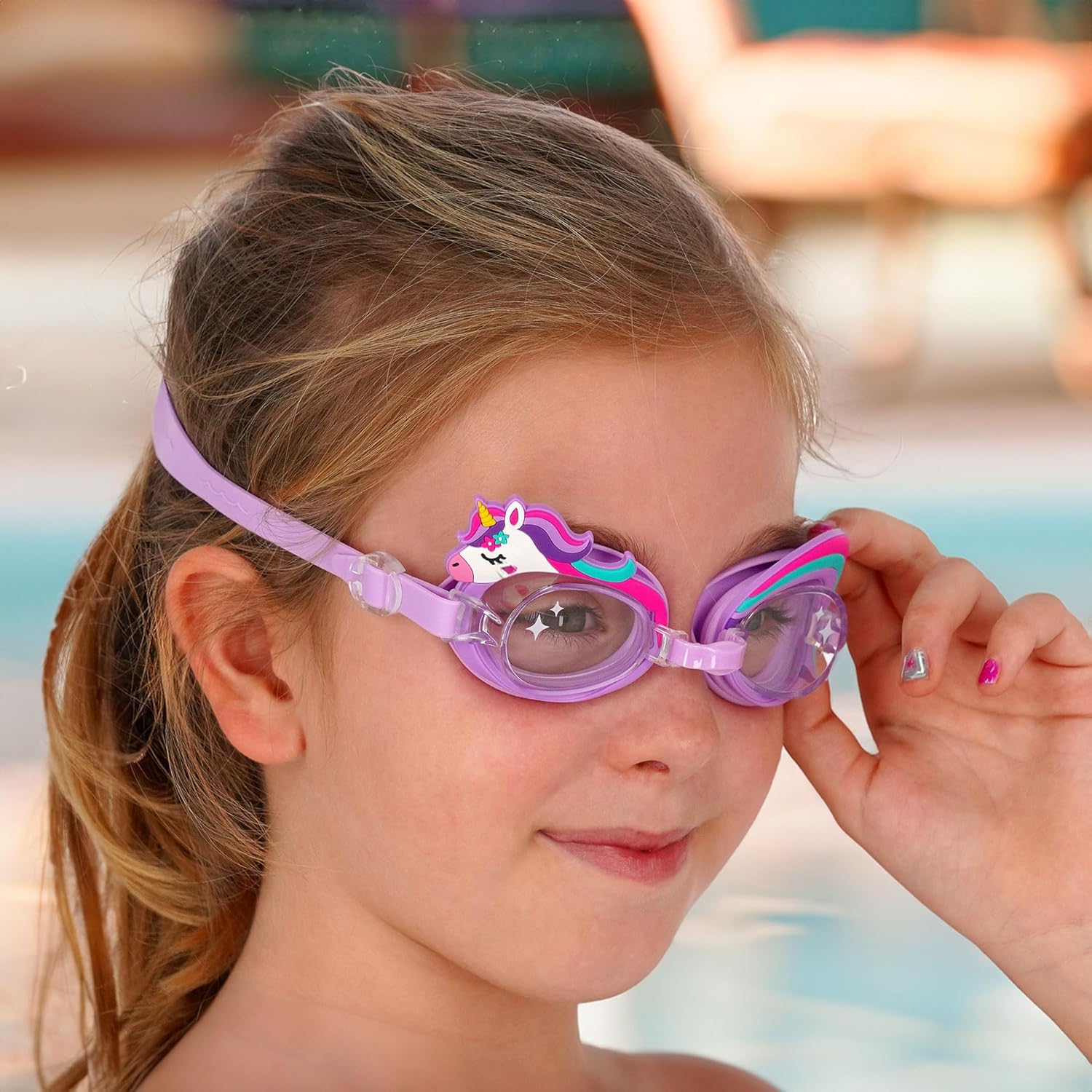 Legami - Swimming Goggles Kids Swimming Goggles Anti Fog Lenses UV Protection with Elastic Band and Adjustable Nose Bridge