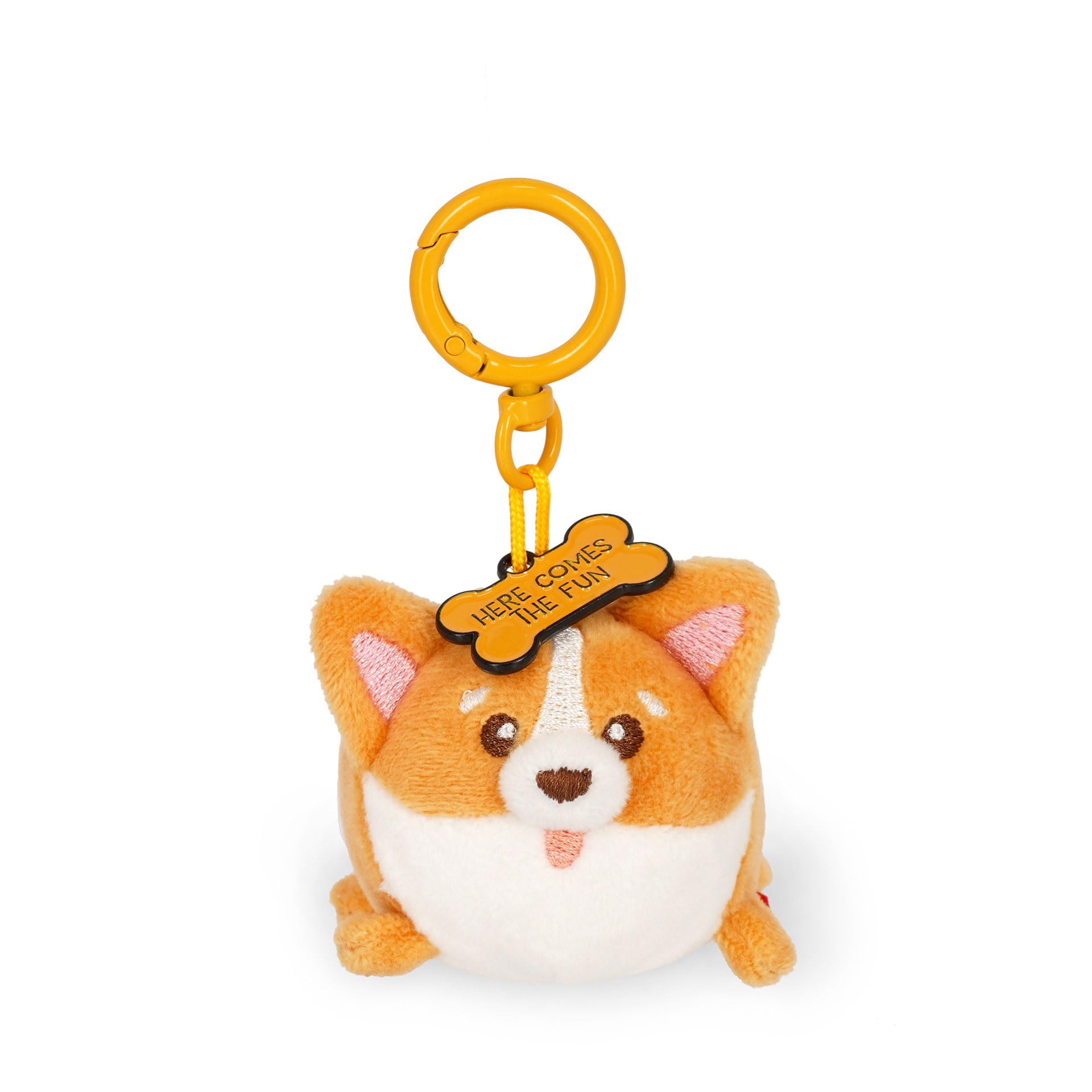 Legami - Super Soft! Corgi Theme Keychain, Plush Keychain, Pendant with Engraved Message and Zinc Carabiner, 7 x 11 cm, Orange, S