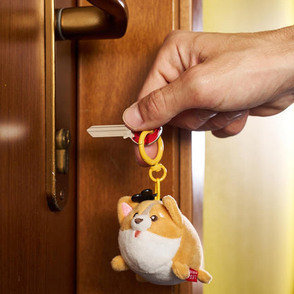 Legami - Super Soft! Corgi Theme Keychain, Plush Keychain, Pendant with Engraved Message and Zinc Carabiner, 7 x 11 cm, Orange, S
