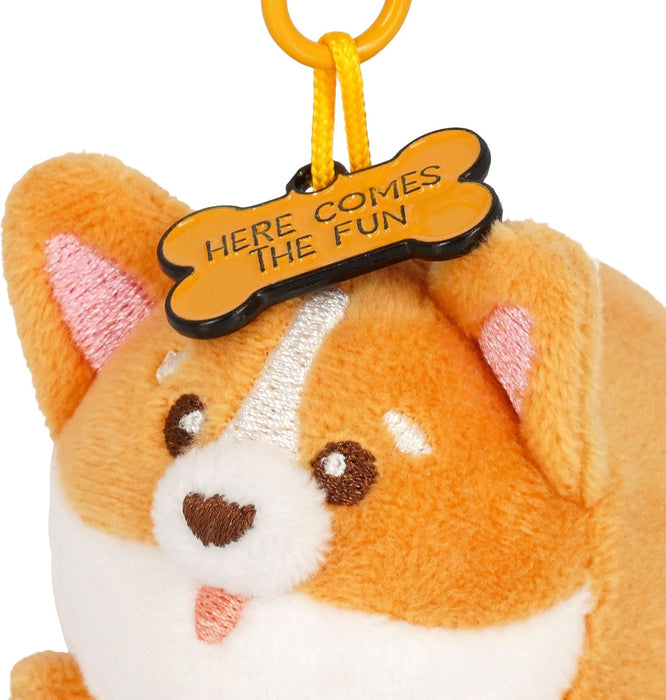 Legami - Super Soft! Corgi Theme Keychain, Plush Keychain, Pendant with Engraved Message and Zinc Carabiner, 7 x 11 cm, Orange, S
