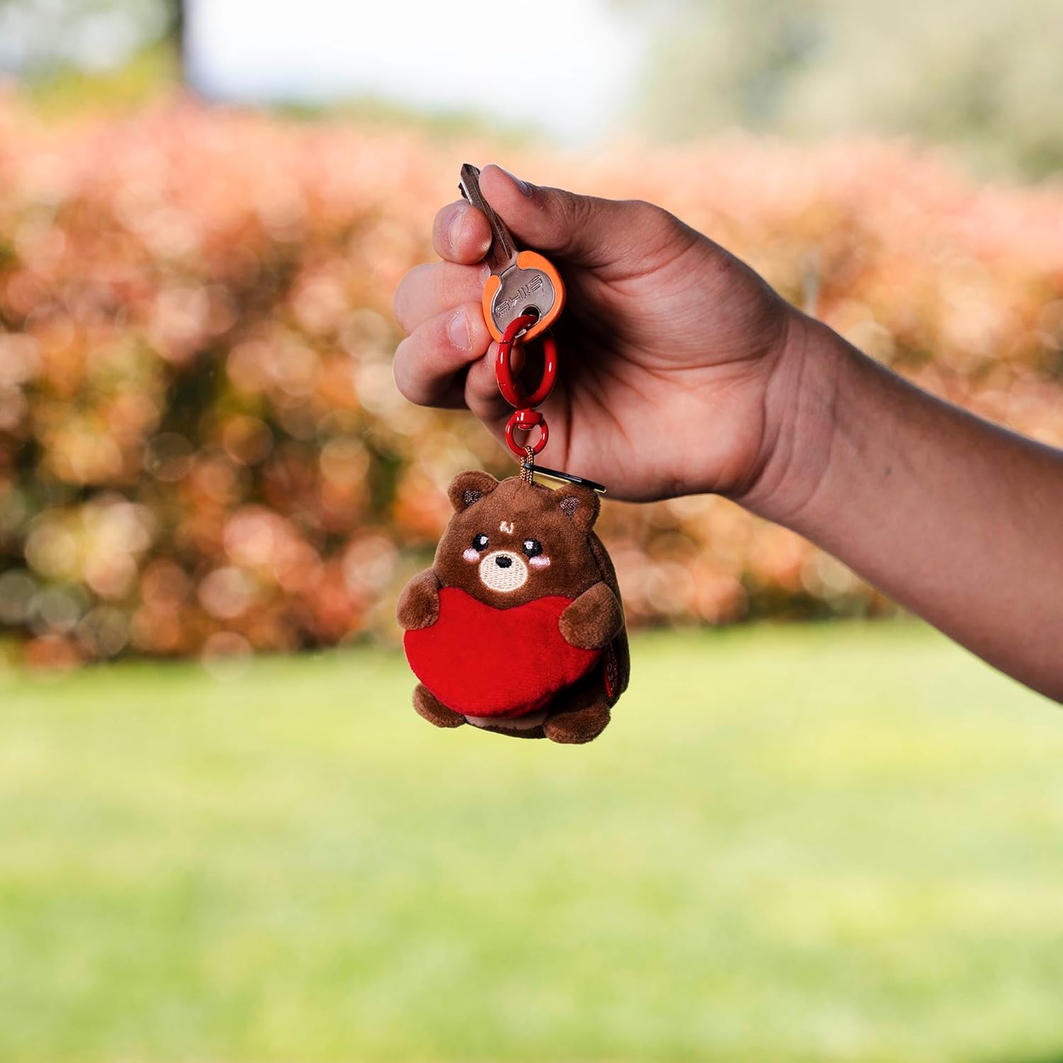 Legami - Super Soft! Teddy Bear Themed Keyring, Plush Keychain, Pendant with Engraved Message and Zinc Carabiner, 7 x 11 cm, brown, S