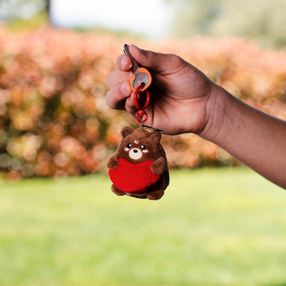Legami - Super Soft! Teddy Bear Themed Keyring, Plush Keychain, Pendant with Engraved Message and Zinc Carabiner, 7 x 11 cm, brown, S