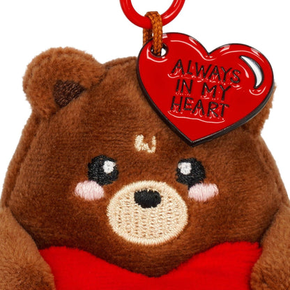 Legami - Super Soft! Teddy Bear Themed Keyring, Plush Keychain, Pendant with Engraved Message and Zinc Carabiner, 7 x 11 cm, brown, S
