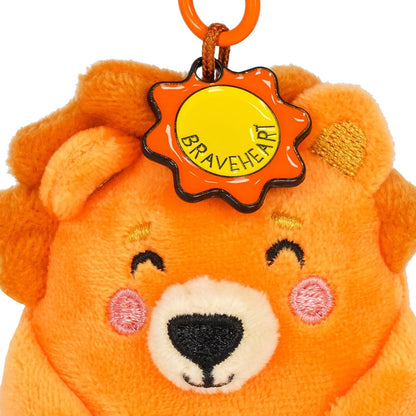 Legami - Super Soft Keyring! Plush Keyring, Pendant with Engraved Message and Zinc Carabiner, Orange, S, Lion