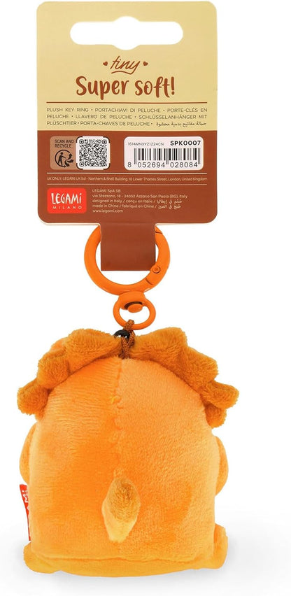 Legami - Super Soft Keyring! Plush Keyring, Pendant with Engraved Message and Zinc Carabiner, Orange, S, Lion