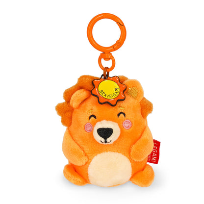 Legami - Super Soft Keyring! Plush Keyring, Pendant with Engraved Message and Zinc Carabiner, Orange, S, Lion