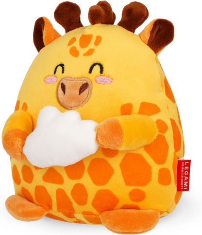 LEGAMI - Super Soft Plush Plush, Giraffe Theme, Mini Size, with Personalised ID Card, Stands Alone, 14 x 15 x 12 cm, Yellow